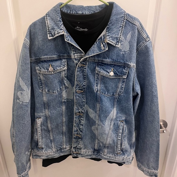 Pre-owned Playboy Bunny Logo Demin Blue Jacket & A XL Rolling Stone T-Shirt - Picture 8 of 16